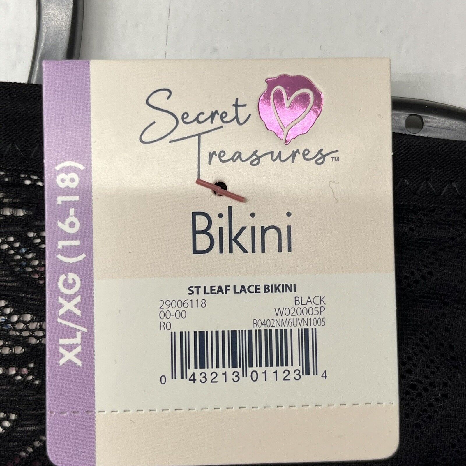Secret Treasures Black Bikini Lace Leaf Panties Women's Size XL (16-18 -  beyond exchange