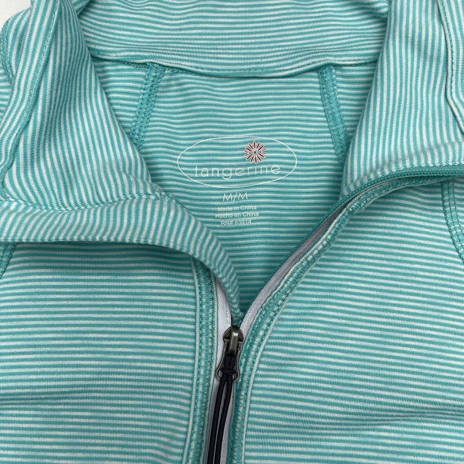 Tangerine Blue White Striped 1/4 Zip Pullover Long Sleeve Sweater Wome -  beyond exchange