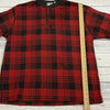 Vintage LL Bean Red Plaid Long Sleeve 1/4 Button Up Shirt Men Size XL