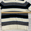 GAP Heavy Knit Stripped White Black Gray Sweater Men Size L NEW