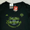 Adidas Black Seattle Sounders MLS Short Sleeve T Shirt Ladies Size Large NEW *