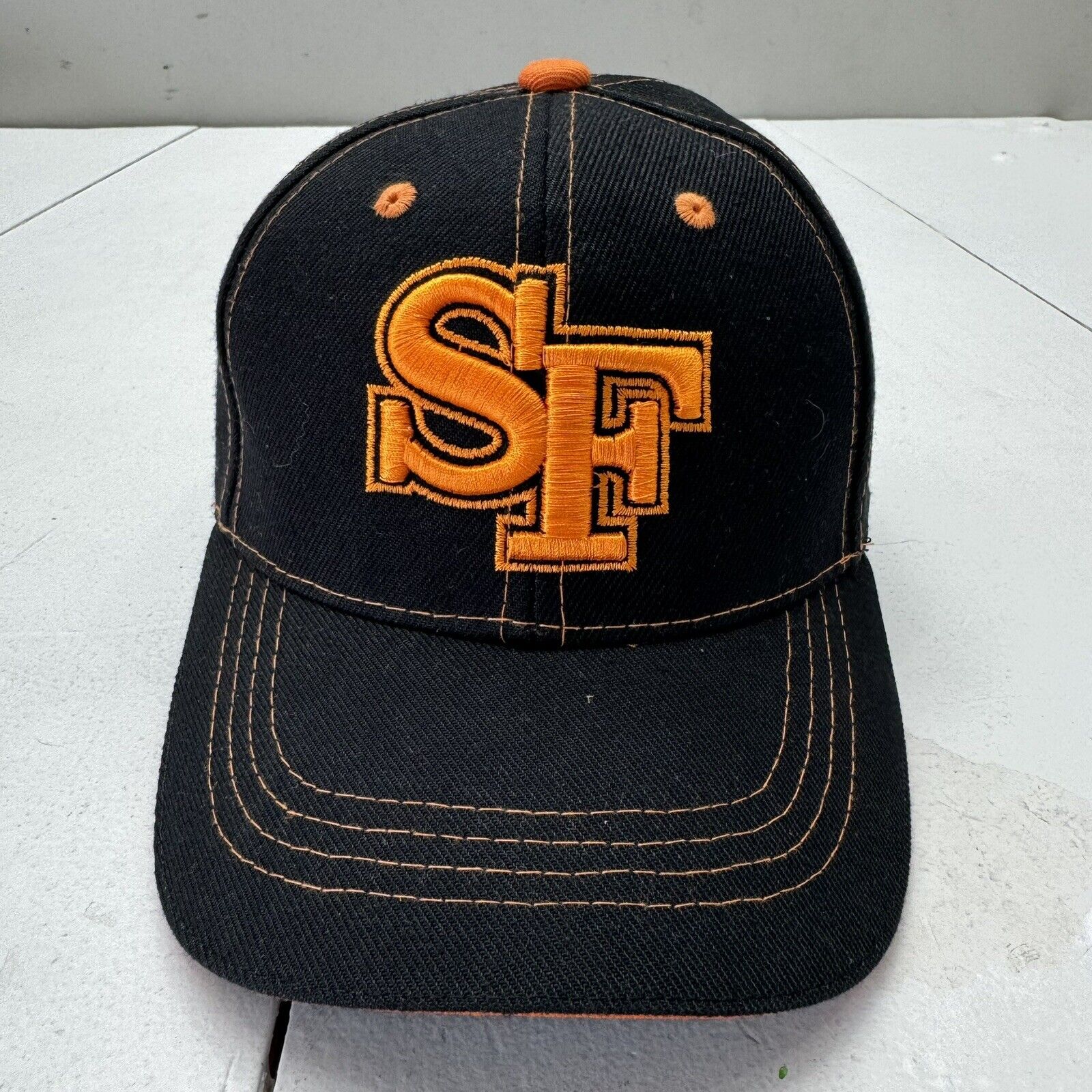 Black Orange SF Giants San Francisco Logo Hat Hook & Loop Juniors Boys