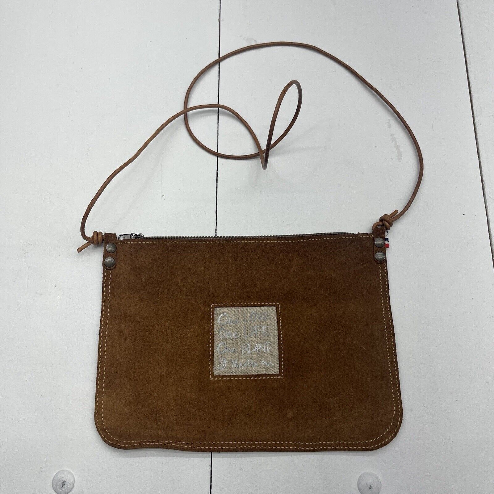 One Love By K Brown Leather Crossbody