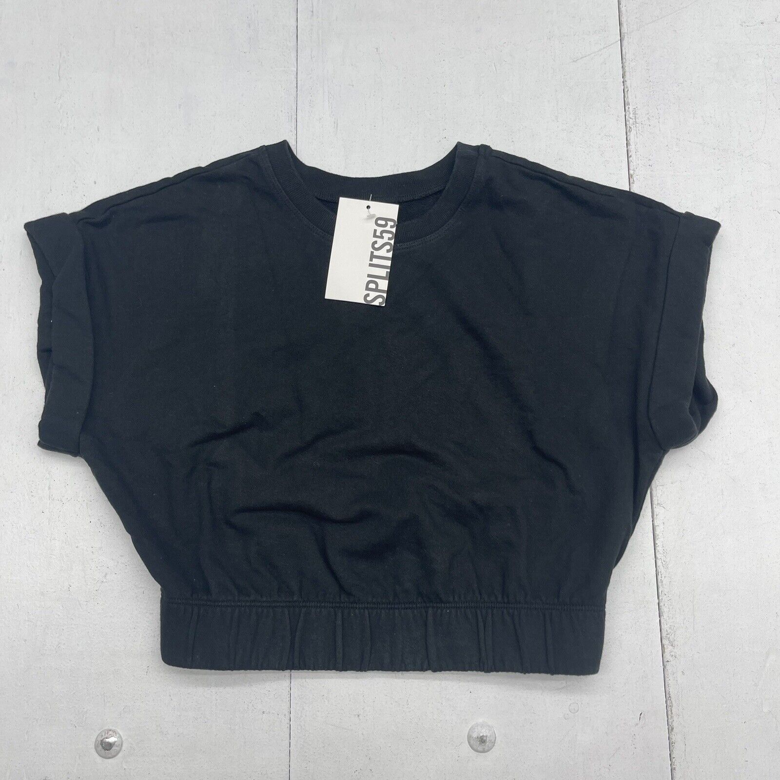 Splits59 French Terry Franky Crop Sweatshirt Black Women’s XS New
