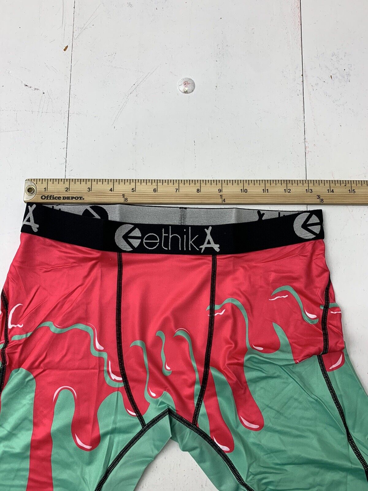 Ethika Mens Pink Green Slime Print Boxer Briefs Size Medium