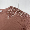 J Jill Pink Mauve Floral Embroidered Tee Shirt Women’s Size Petite XL