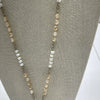 Pomina White Beaded Fashion Long Necklace With Teardrop Crystal Pendant New