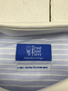 Trust Find Terry Mens Blue White Striped Long Sleeve Button Up Shirt Size Small