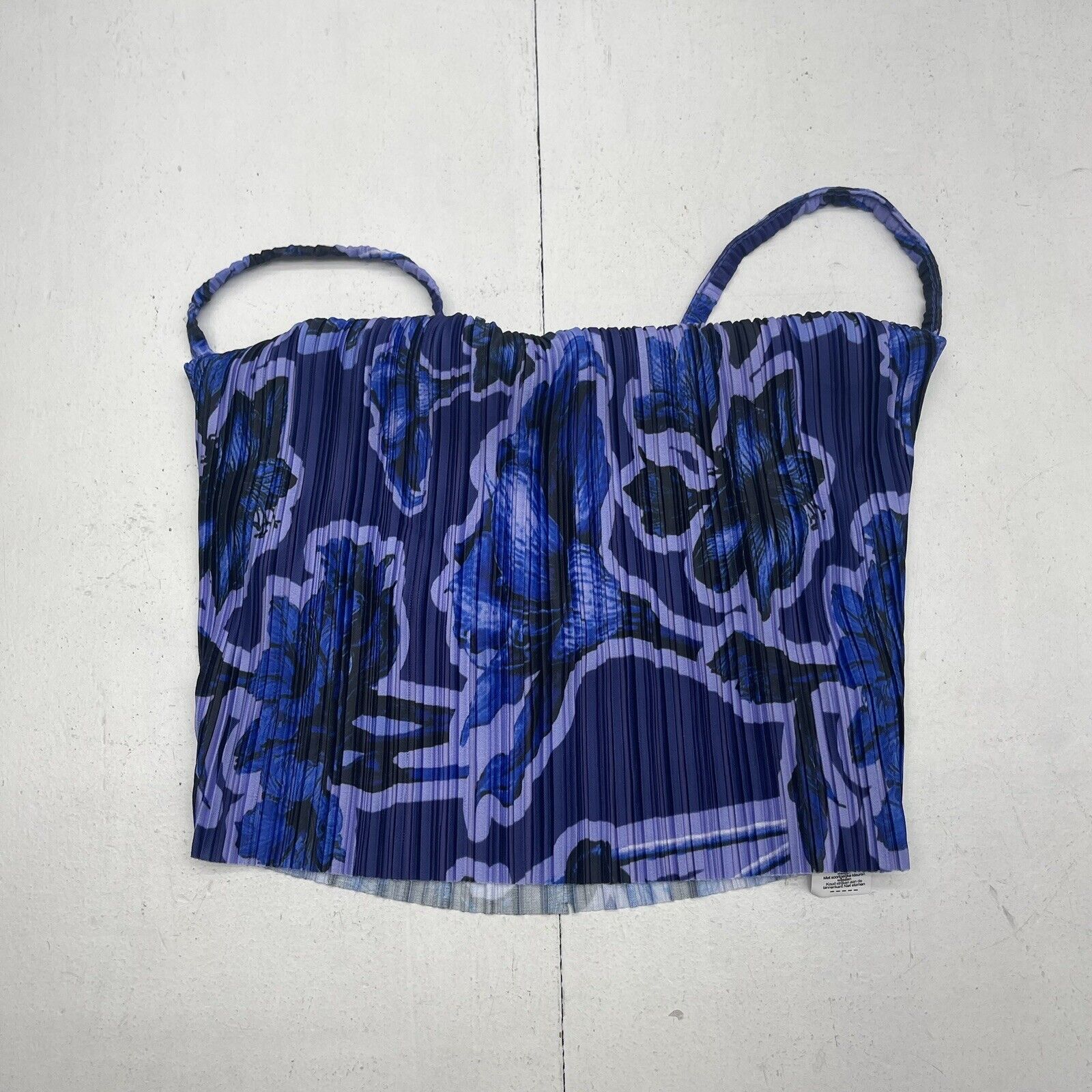 Pretty Little Thing Blue Print Plisse Cowl Neck Tank Women’s 6 New