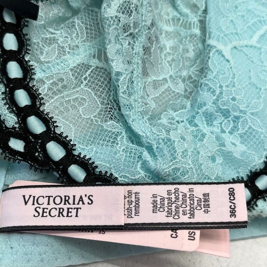 Victoria's Secret Blue Lace Push-Up Bra Women's Size 36C NEW