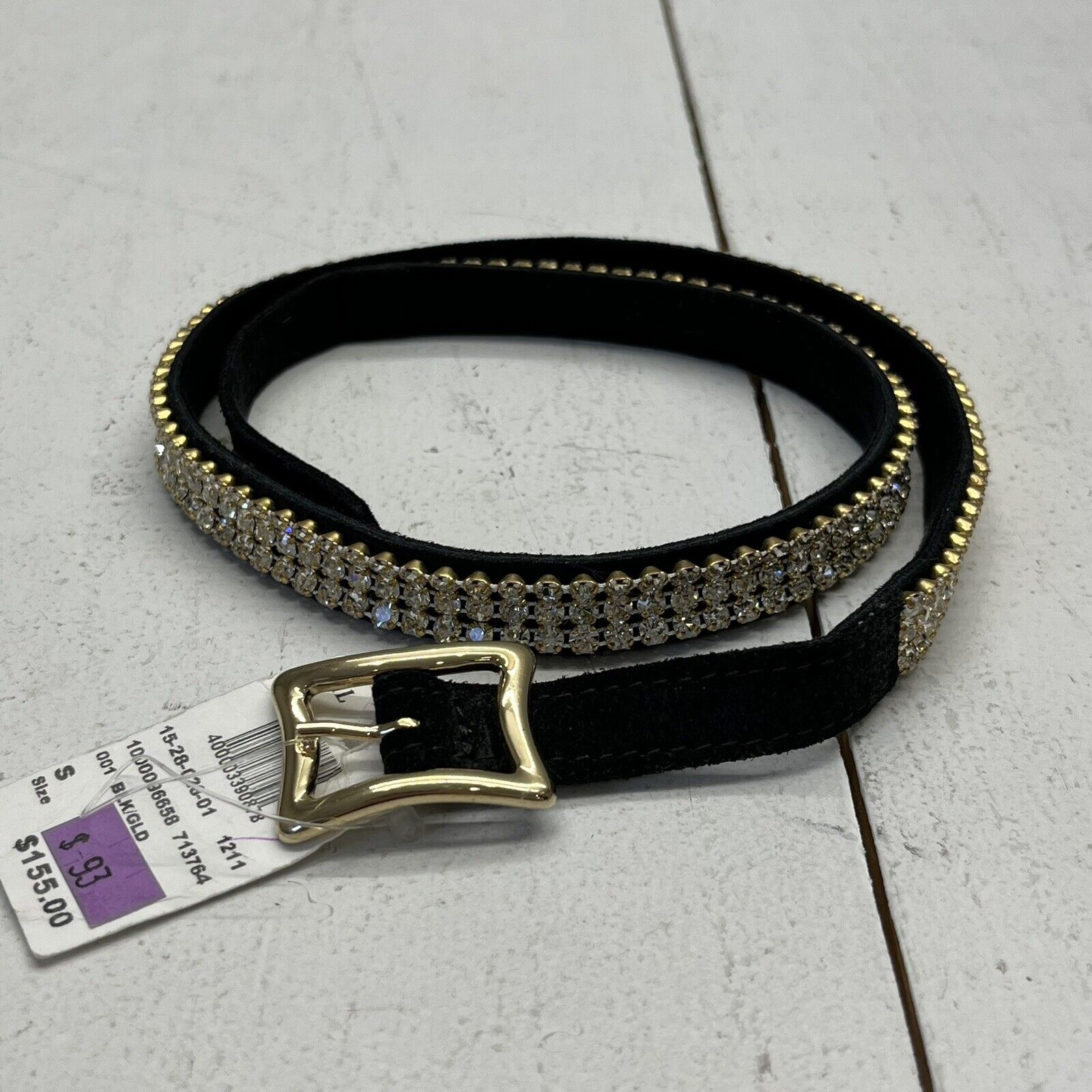 Vintage STREETS AHEAD Black Rhinestone Leather Belt Women Size S NEW Made In USA