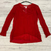 Miilla Boutique Red Silk Long Sleeve Sheer Layer Shirt Women Size L NEW