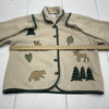 Vintage Christopher &amp; Banks Fleece Moose Bear Button Front Sweater Women’s L
