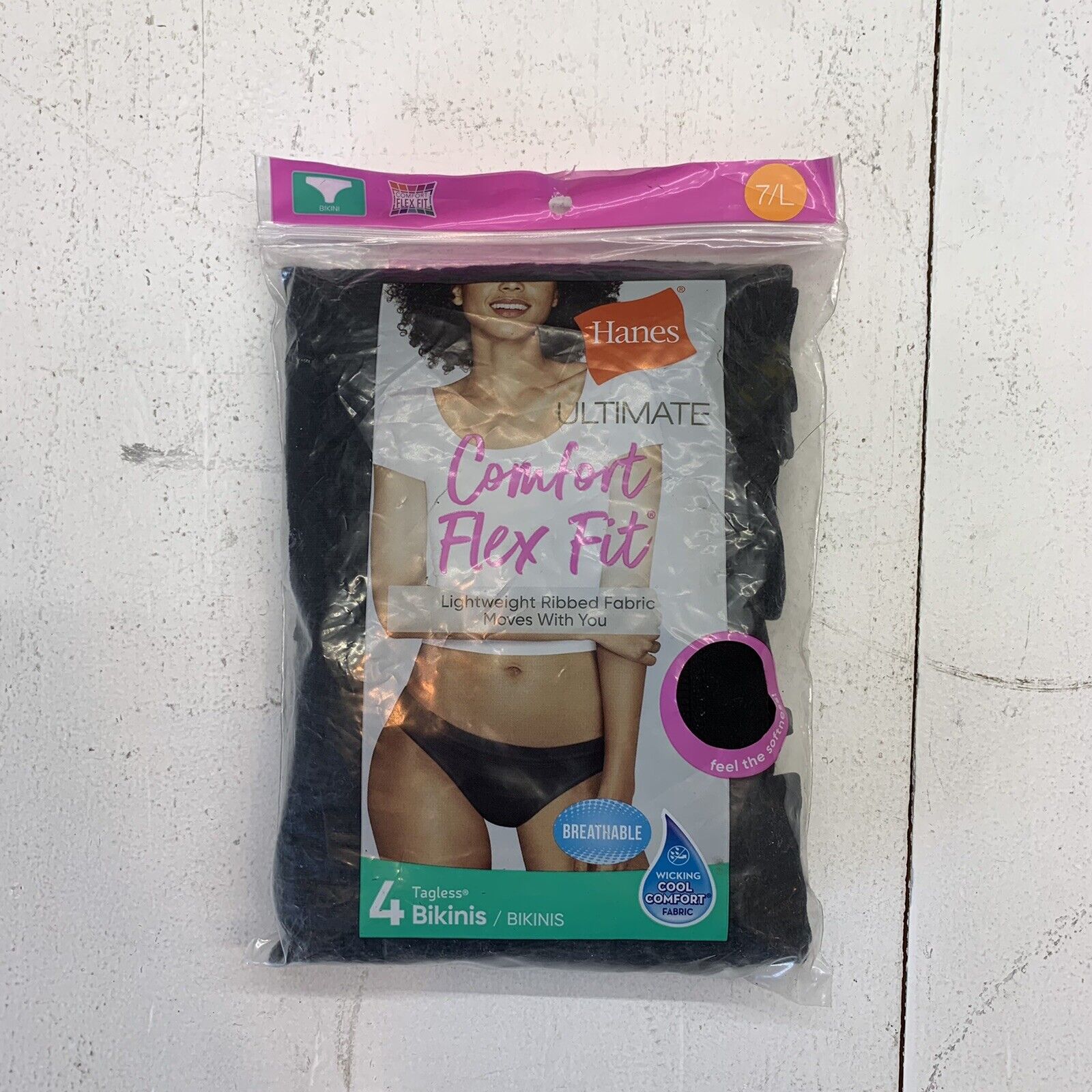 Hanes Womens Ultimate Comfort Flex Fit Bikini 4-Pack Size 7