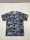 Port &amp; Company Mens Blue Camouflage Short Sleeve Shirt Size Large