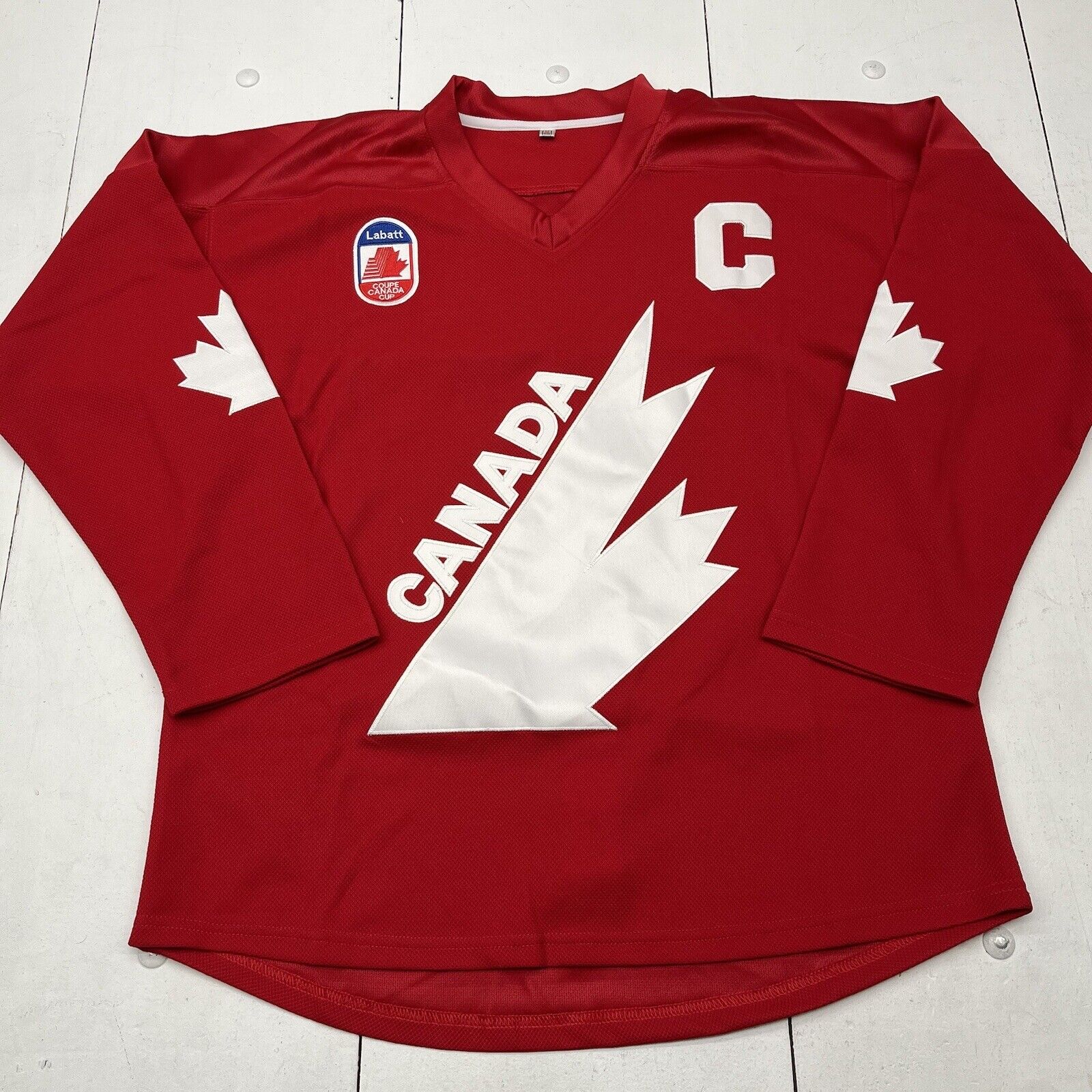 Red Gretzky #99 Labatt Coupe Canada Cup Embroidered Jersey V-Neck Adult Size M