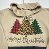 Women’s Tan Grey Merry Christmas Fleece Cowl Neck Sweater Women’s Size Small