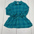 Cat & Jack Aqua Green Button Up Glitter Thread Plaid Shirt Girls Size XL NEW
