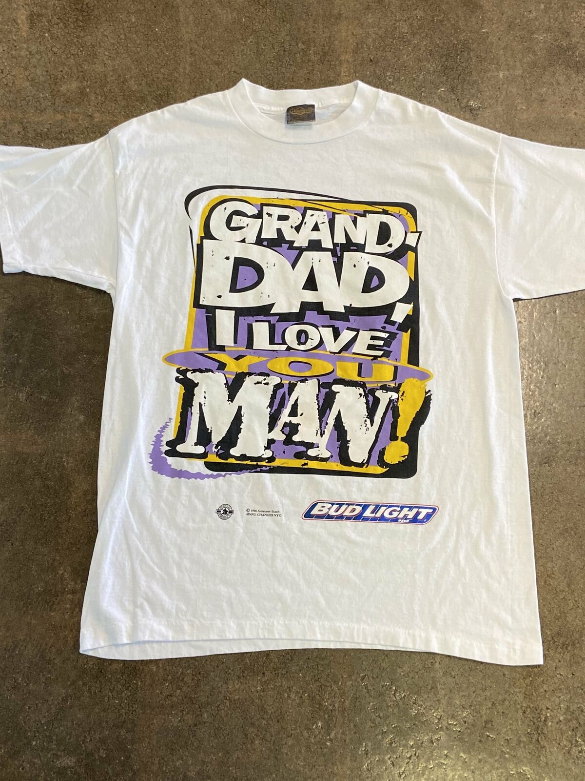 Vintage Changes Bud Light Grand Dad Graphic White T-Shirt Adult Size L USA  *