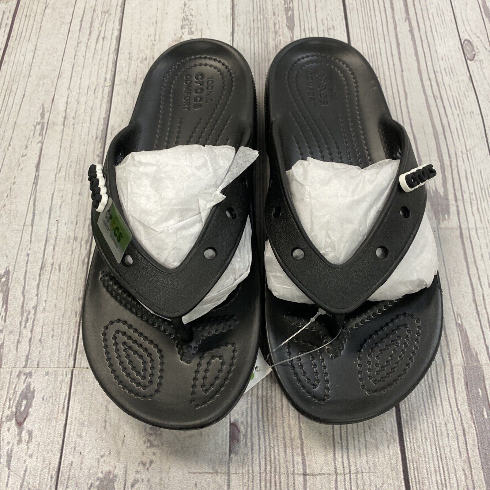 Crocs Crocs Flip Flops Black Sandals Unisex Men's Size 6 Women - beyond exchange