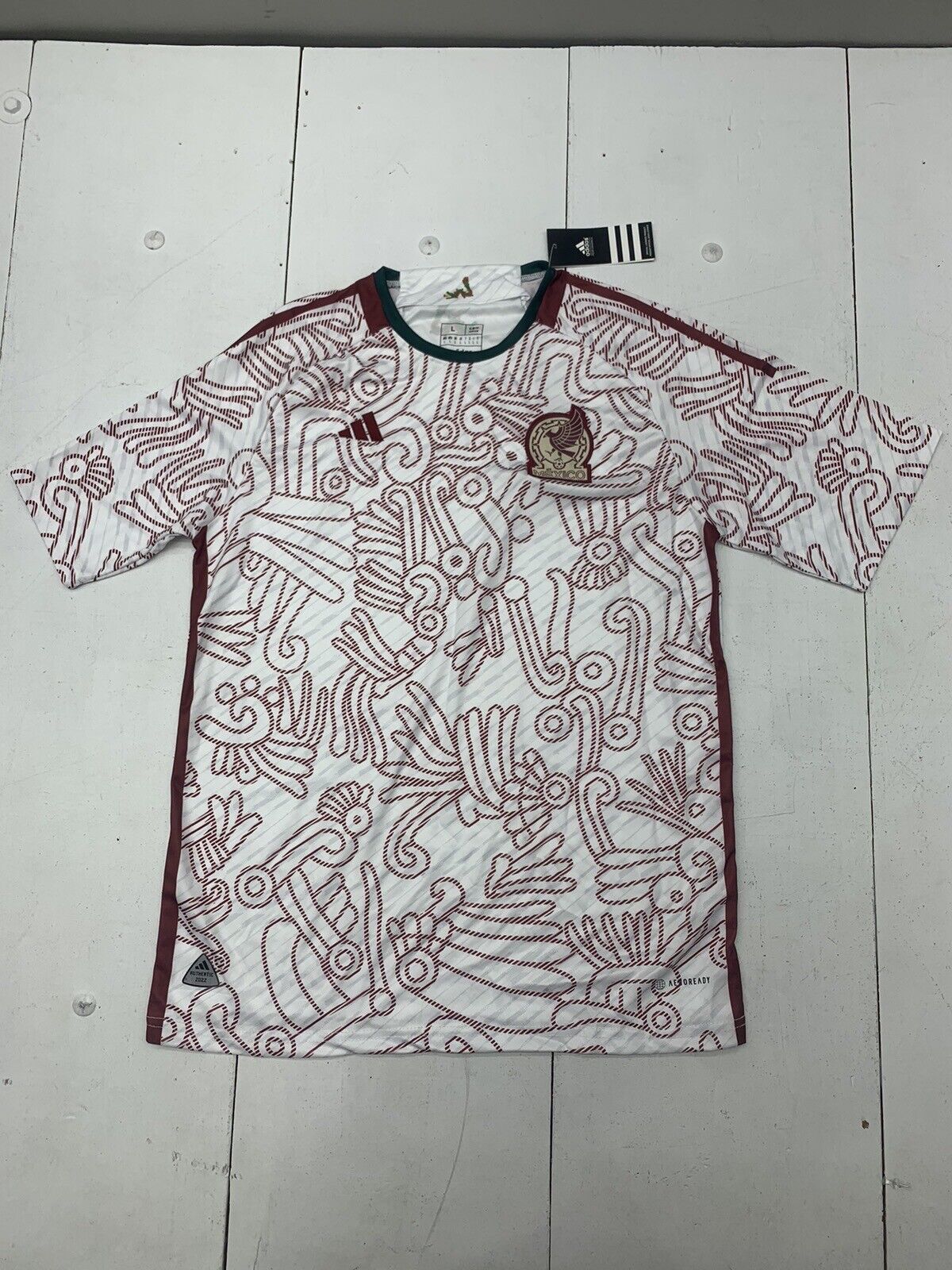 Adidas Mens White Maroon Mexico Soccer Jersey Size Large