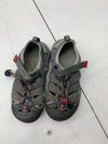 Keen Kids Gray Red Elastic Tie Shoes Size 2