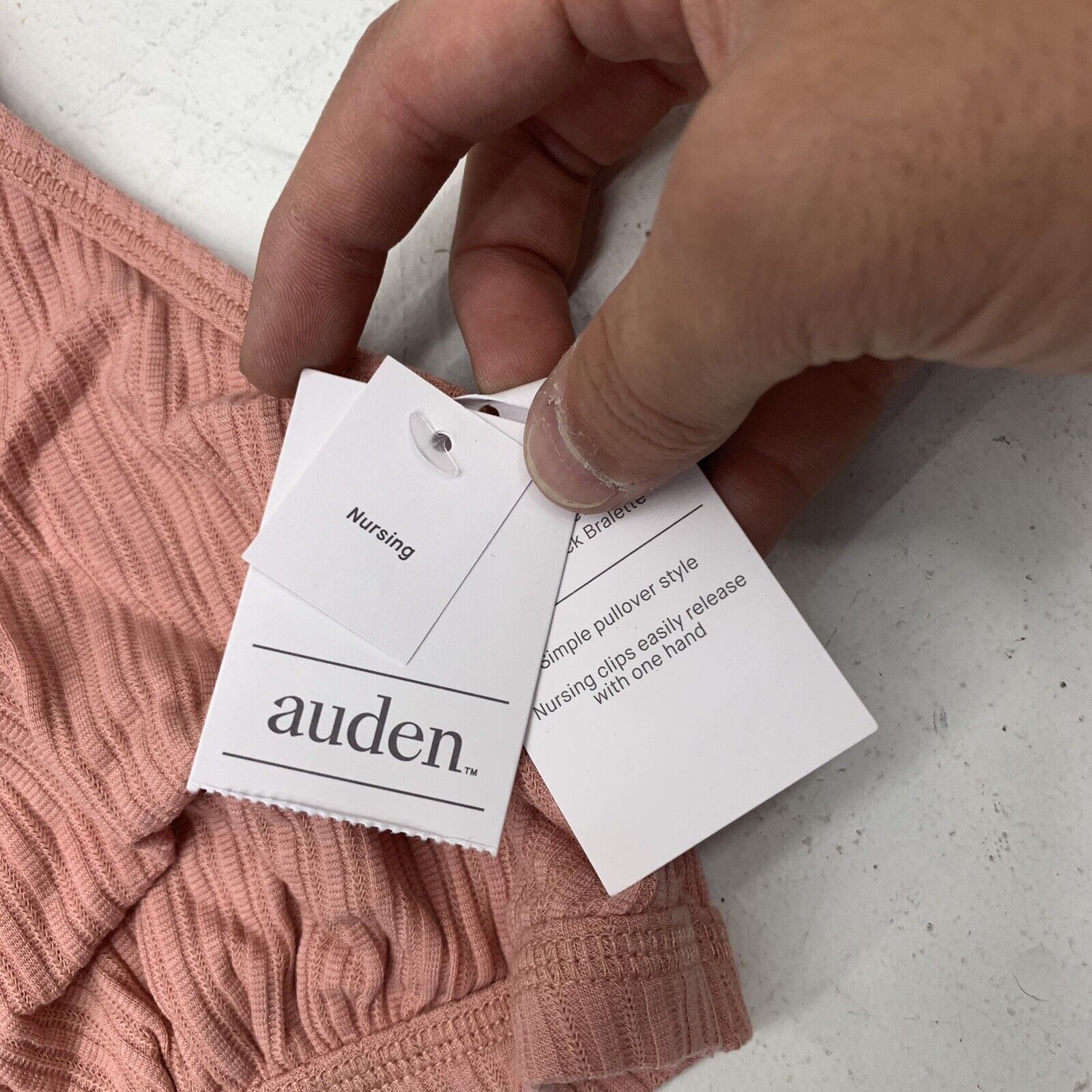 Auden Womens Pink Ribbed Nursing Bra Size Medium - beyond exchange