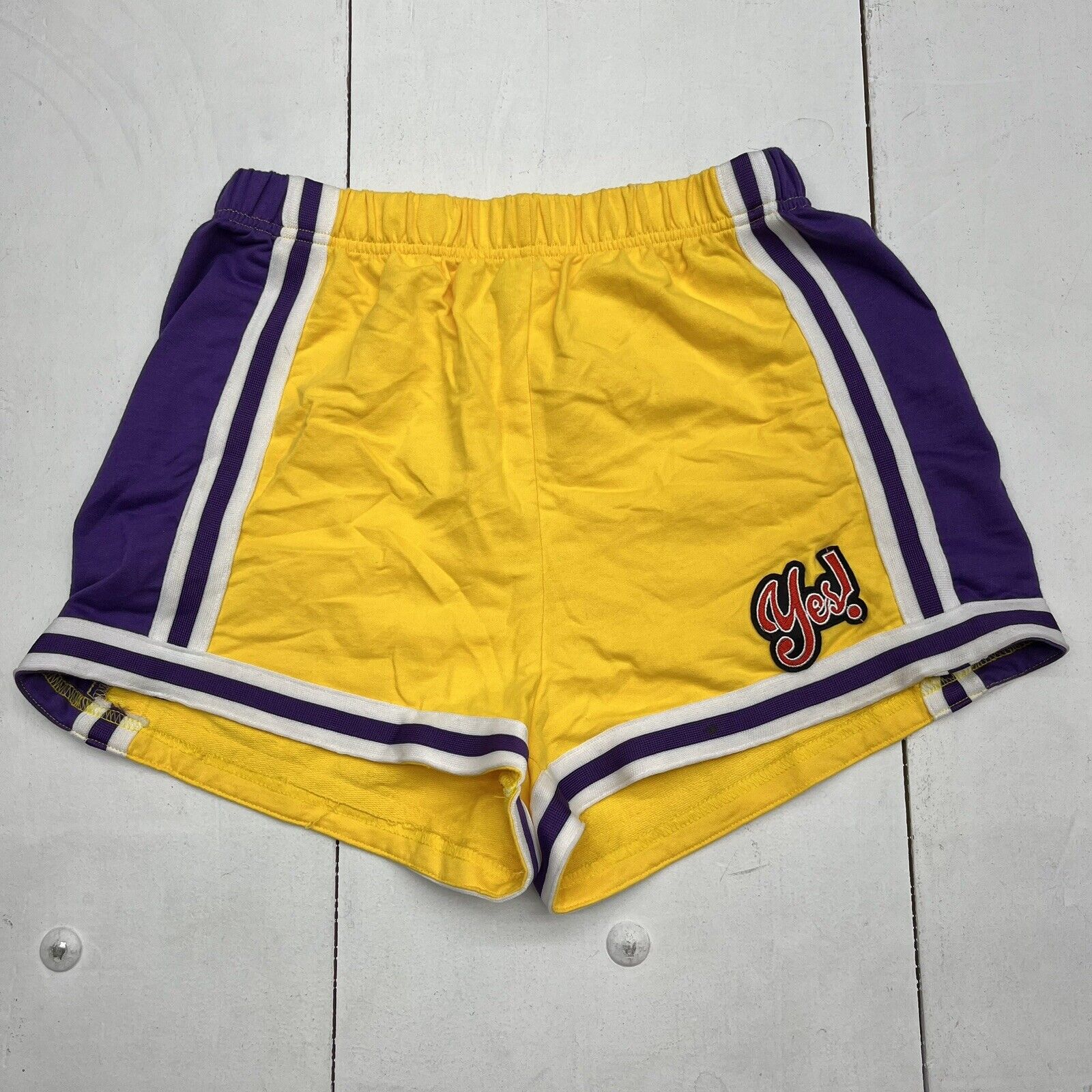 Shein Yellow And Purple Athletic Shorts Womens Size Small W/ “Yes” Emb -  beyond exchange