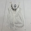 Isda&amp;Co Womens white Beaded Voile Tank Size Large