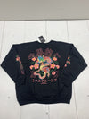 Boohoo Man Black Oversized Floral Dragon Graphic Sweater Size Large