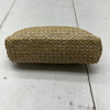 Gold Straw Woven Small Clutch With Crossbody Strap NEW