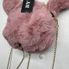 BY:KY Pink Faux Fur Bunny Head Chain Purse