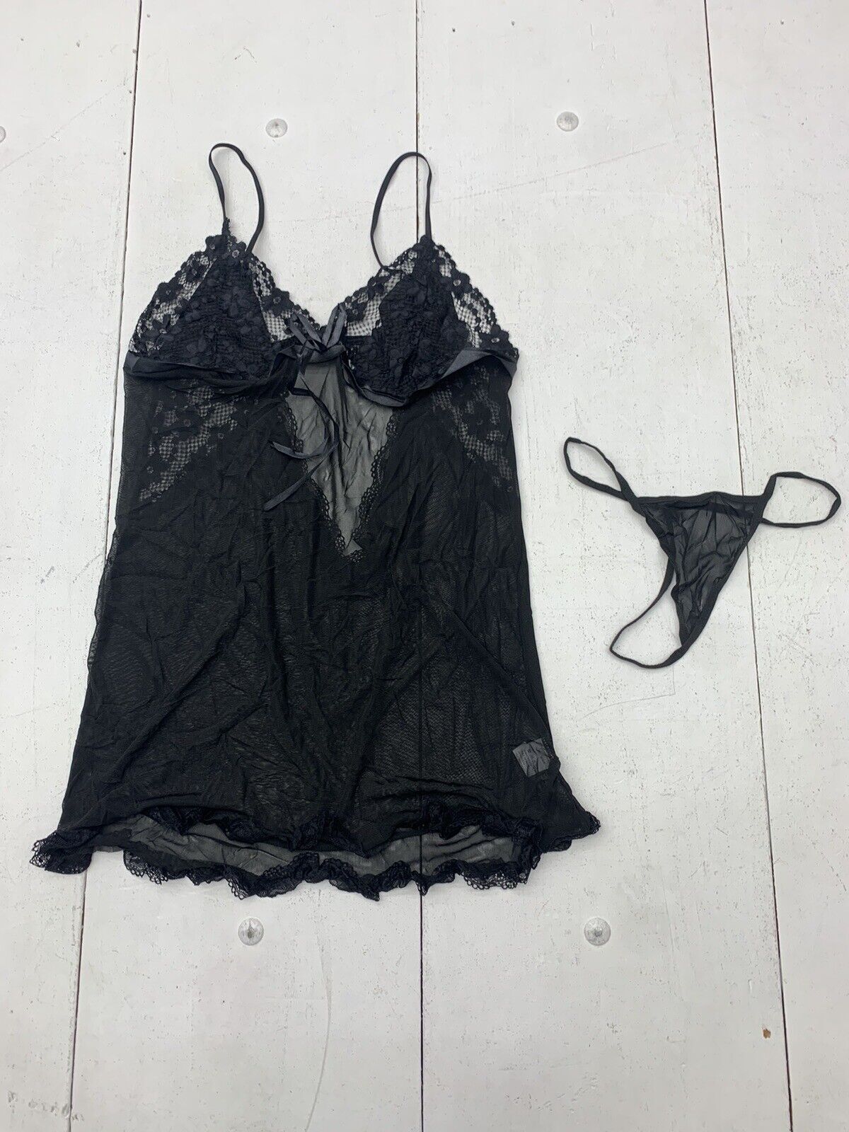 Womens Sheer Black Lace Lingerie Size Small