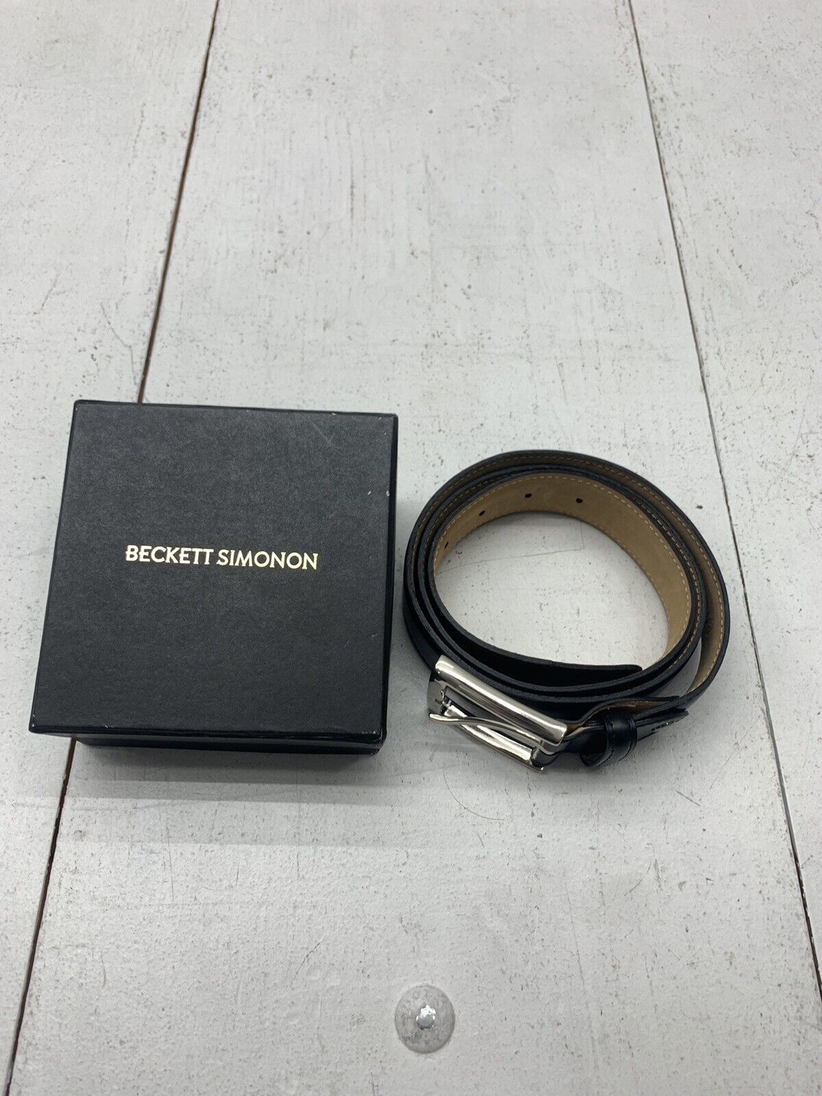 Beckett Simonon Mens Black Nelson Leather Belt Size 38
