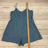 Loft Beach Blue Sleeveless Button Up Romper Women Size XL NEW