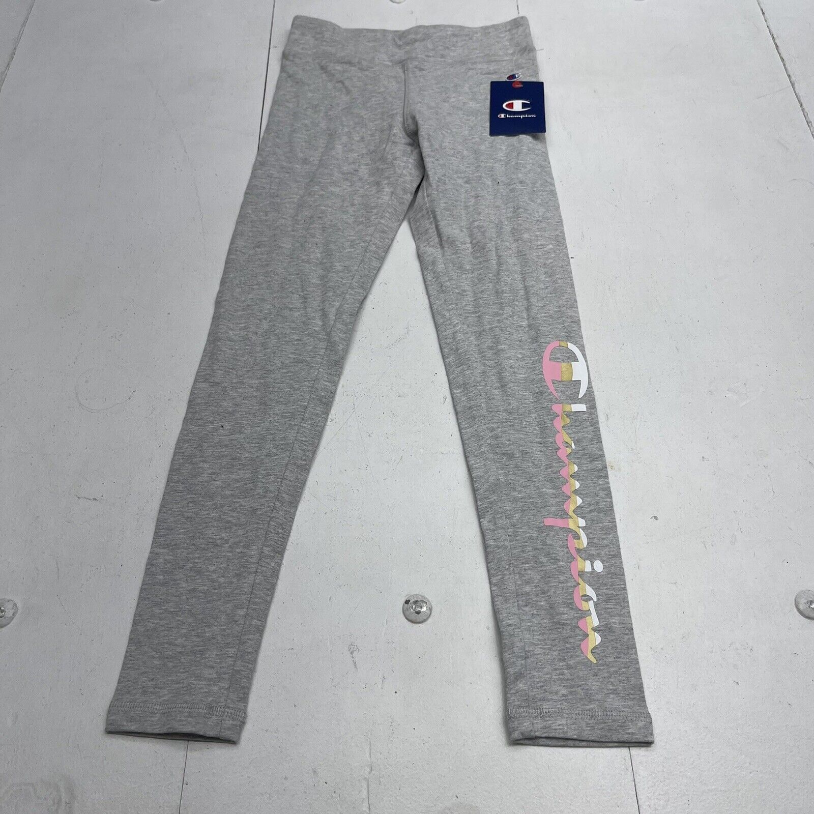 Champion Oxford Heather Grey Spellout Leggings Youth Girls Small
