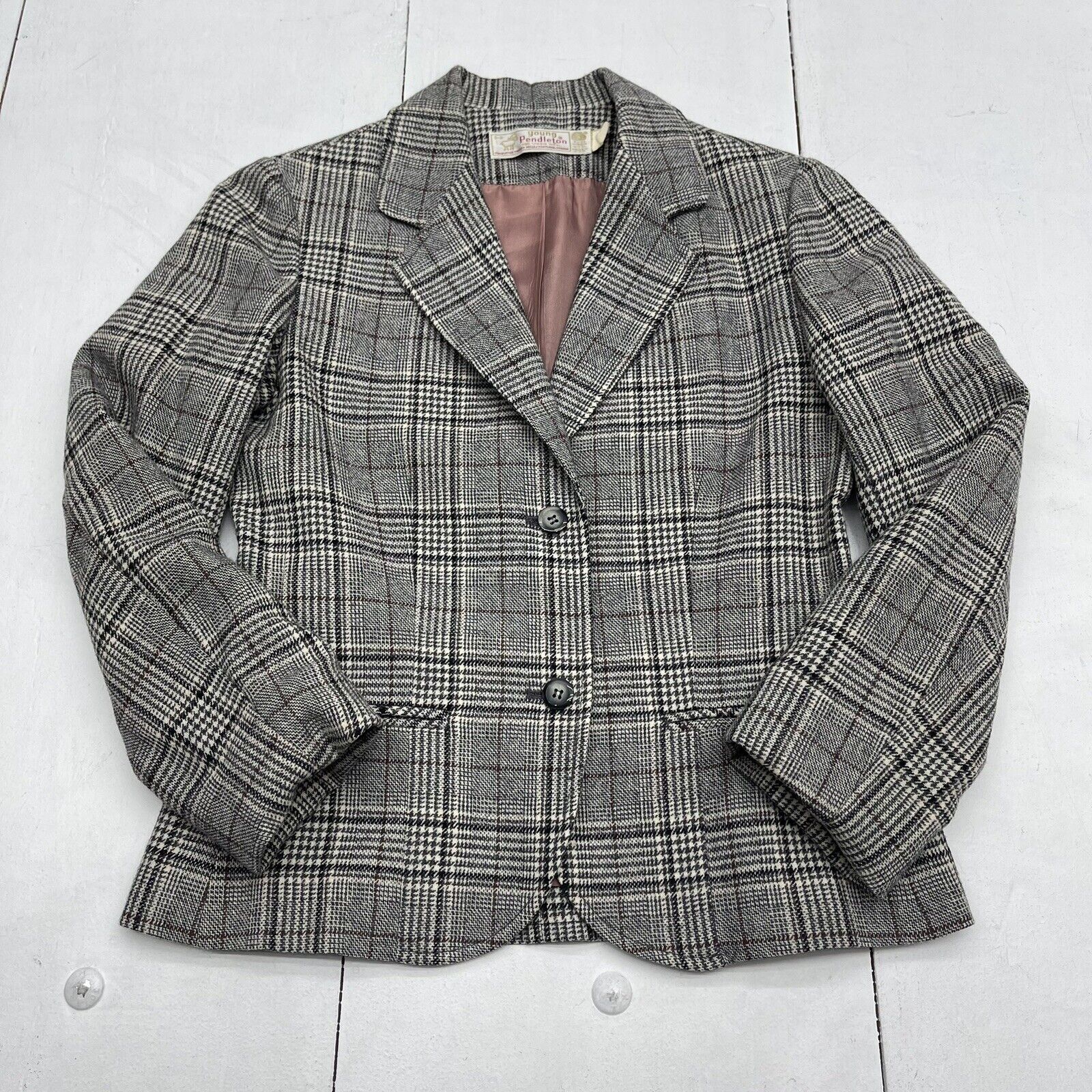 Vintage Young Pendelton Wool Plaid Blazer Juniors Size 5-6