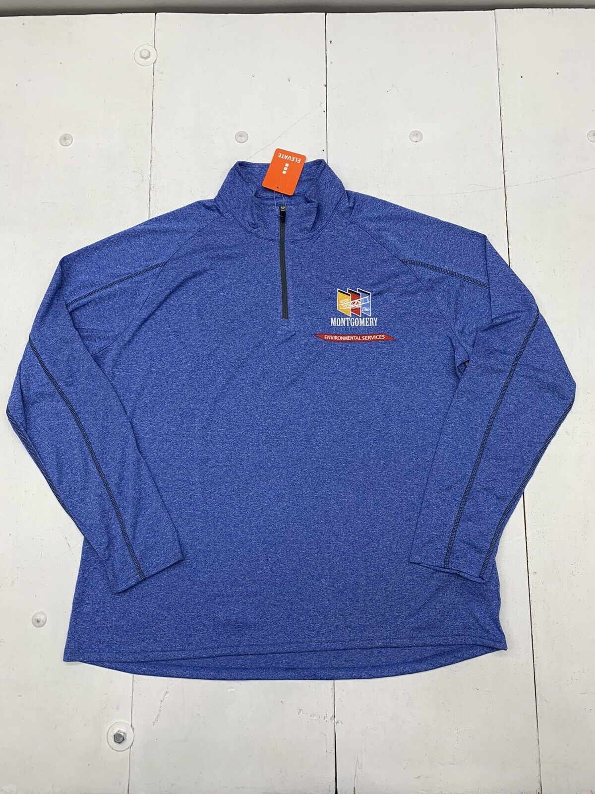 Elevate Womens Blue Embroidered 1/4 Zip Pullover Size 2XL
