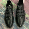 Bleecker &amp; Bond Leigh Buckle Black Leather Dress Shoes Women Size 7 *