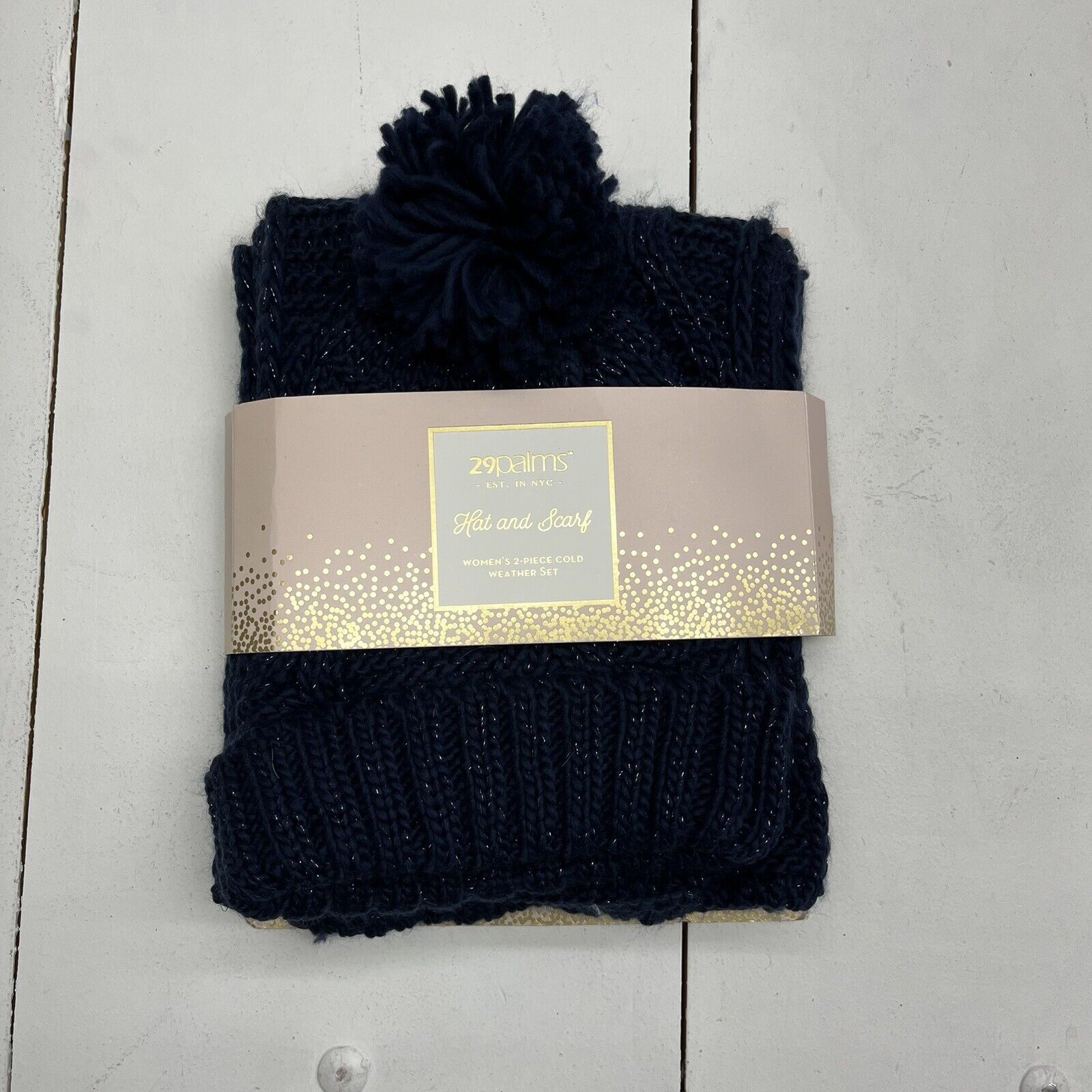 29 Palms Blue Hat & Scarf Women’s 2-Piece Gold Weather Set One Size NEW