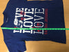Girs&#39;s Champion Love KU Kansas Jayhawks Graphic Tee Shirt Blue Size Youth Large
