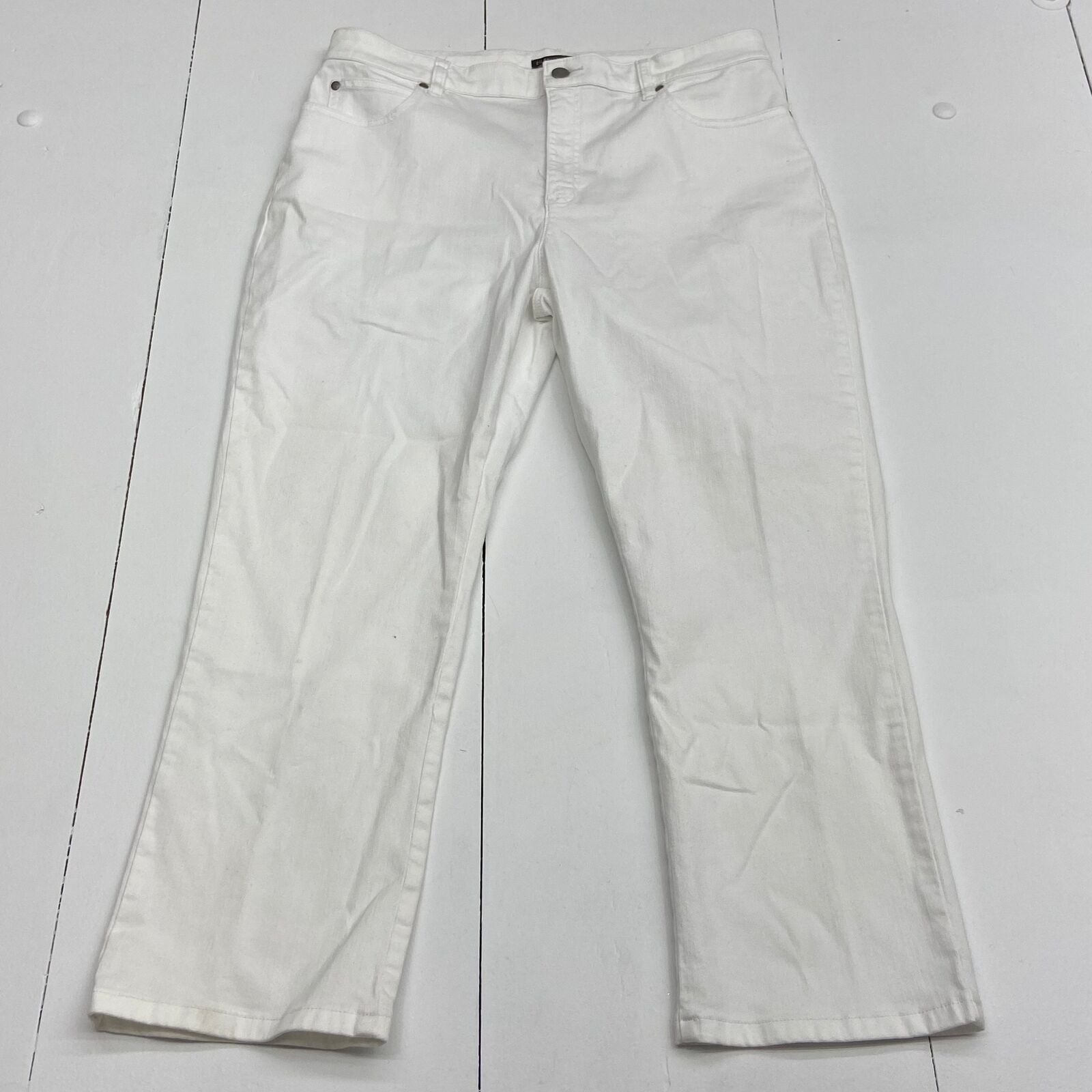Eileen Fisher White Denim Straight Jeans Women Plus Size 14