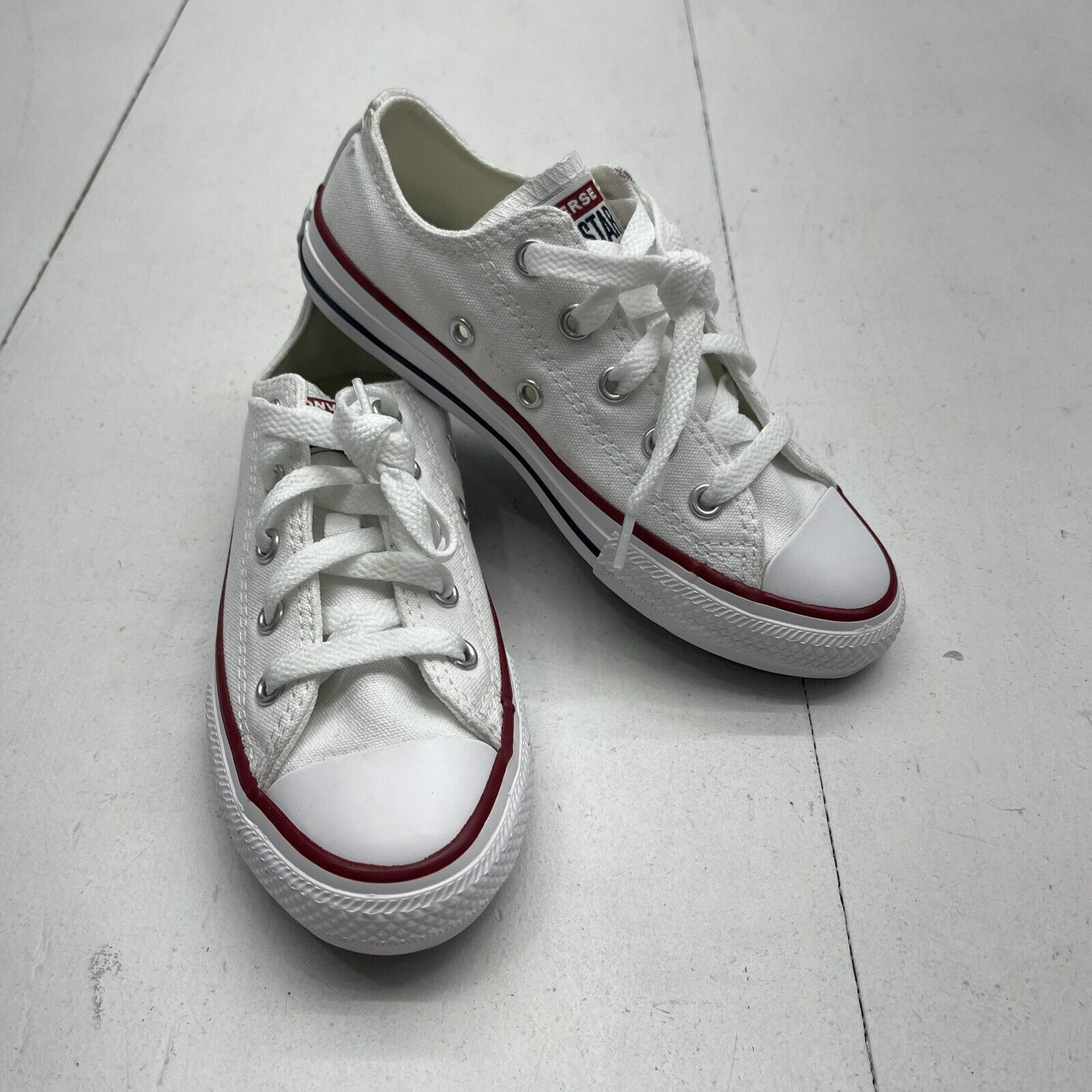 Converse All Star Classic Low Top White Canvas Sneakers Youth Kids 13 New Defect