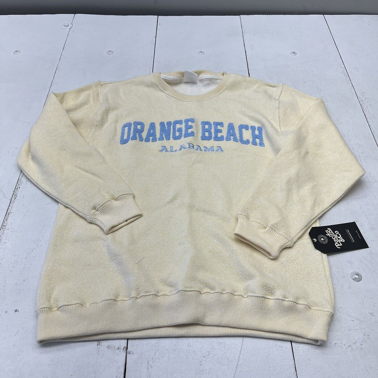 Pacific & Co Soft Yellow Orange Beach Alabama Sweatshirt Women’s Size Large New