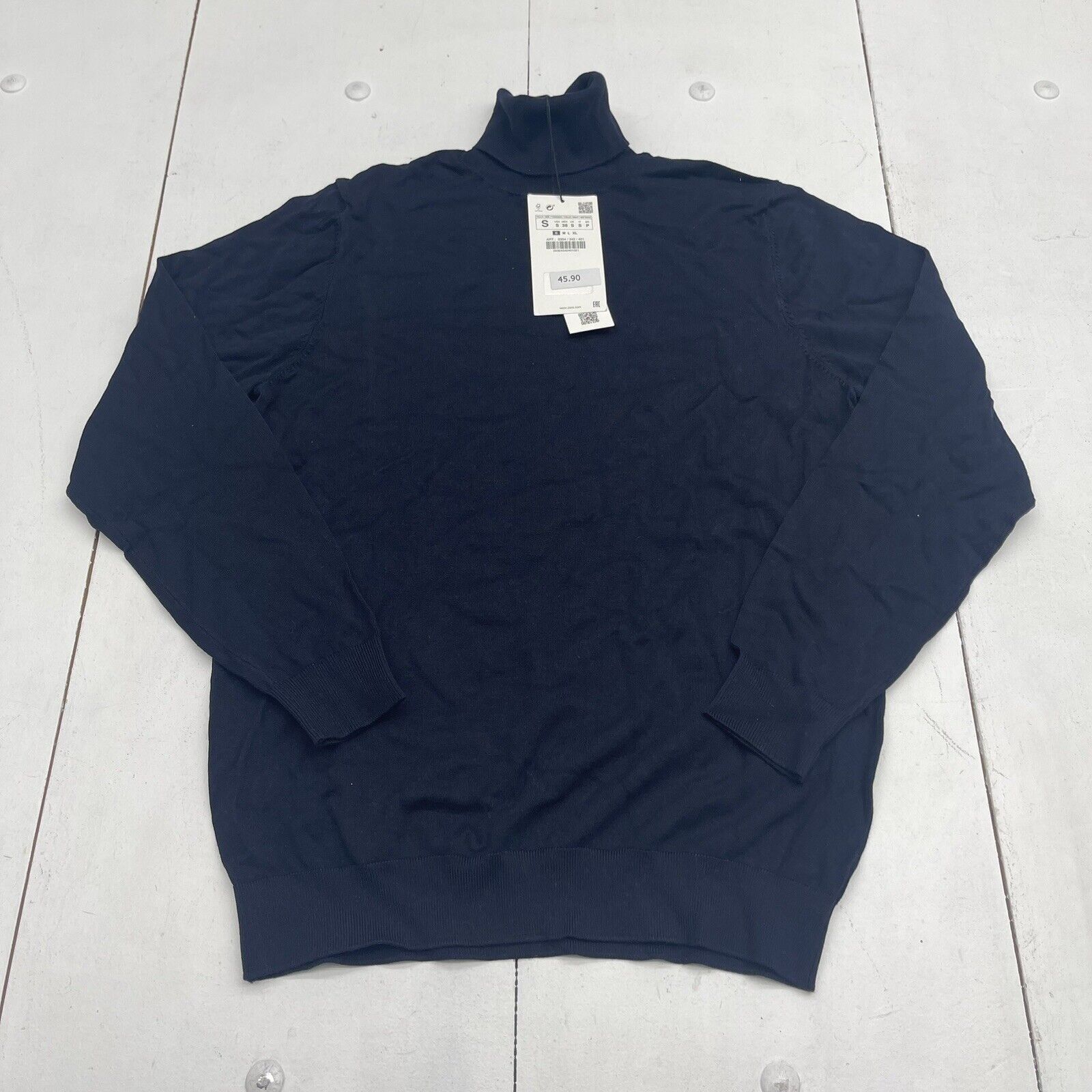 Zara Navy Blue High Neck Long Sleeve Sweater Mens Size Small New
