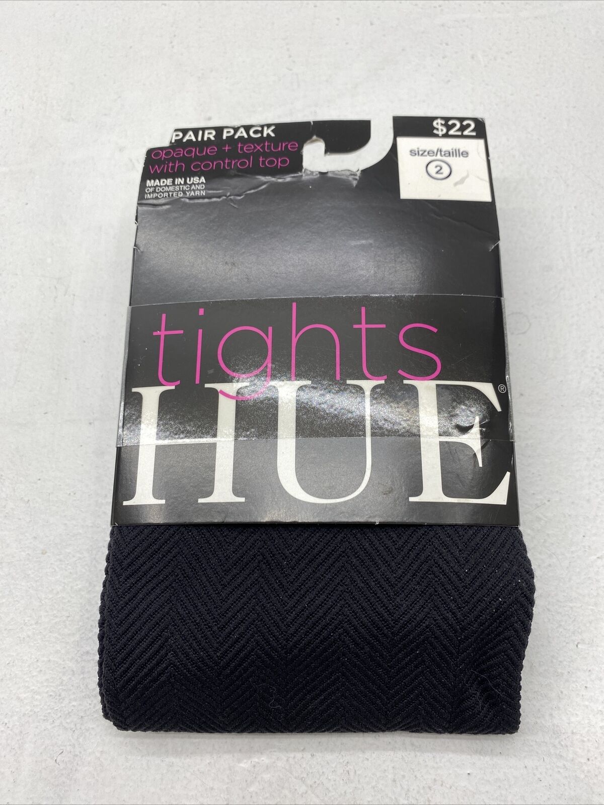 Hue Opaque Texture With Control Top Black Tights 1 Pair Women's Size 2 -  beyond exchange