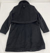 Sam Edelman Asymmetrical Wool Blend Black Trench Coat /Knit Collar Women’s XL