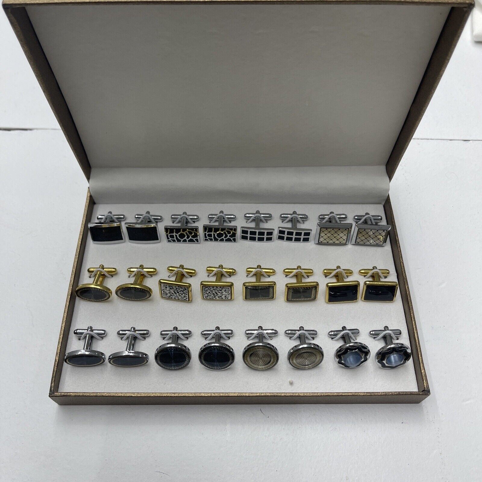 Bodyj4you 12 Pair Two Tone Cuff Links New
