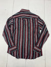 Goodbye folk Mens Red Black Striped Long Sleeve Shirt Size Medium