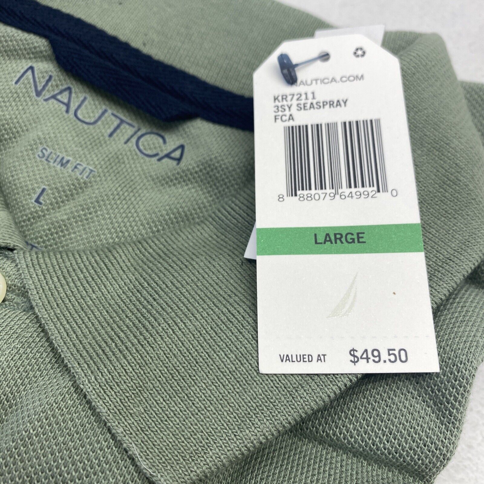 Nautica KR7211 Seaspray Short Sleeve Slim Fit Polo Shirt Mens Size